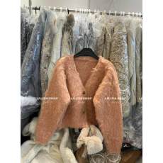 批发25秋冬韩版宽松显瘦百搭V领<b class='q'>马海毛</b>针织<b class='q'>开衫</b>加厚毛衣女