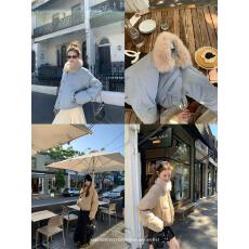 批发aaaaxbbb 卡斯托镇 两色狐狸毛领羽绒服通勤显瘦韩系短款外套秋冬