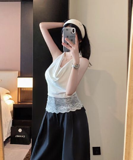 실사 정가 감소되지 않음 핫걸 섹시함 행침 목 레이스 스트랩 조끼 여성 몸매 가꾸기 원피스 벨트 가슴 패드 쇼트 스타일