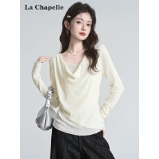 批发实价不减法式高级感不规则荡领长袖女2025春秋<b class='q'>宽松</b><b class='q'>打底衫</b>褶皱上衣