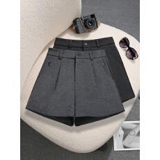 批发实拍实价不减设计感加厚毛呢<b class='q'>短裤</b>2025<b class='q'>高腰</b>显瘦外穿a字阔腿靴裤