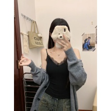 批发实拍实价不减纯欲蕾丝花边磨毛<b class='q'>吊带</b><b class='q'>背心</b>女秋冬内搭带胸垫修身保暖