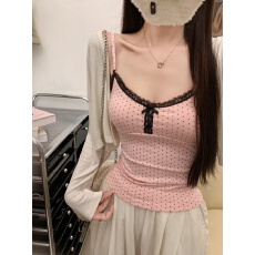 批发实拍实价不减新款纯欲风蕾丝拼接修身吊带<b class='q'>背心</b><b class='q'>上衣</b>女内搭