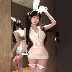 批发实拍实价<b class='q'>性感</b>情趣二次元纯欲露背包臀兔女郎连帽衫免脱制服套装