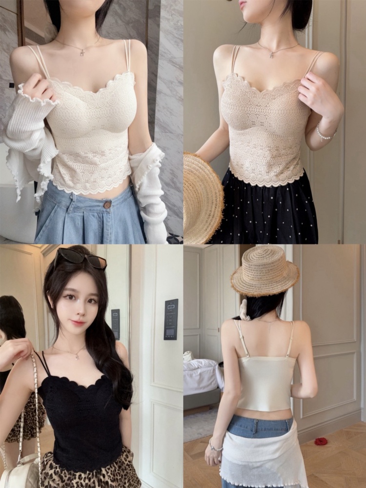 실사 정가 감소되지 않음 없음 흔적 노출 방지 홀로우 아웃 레이스 아름다움 뒤로 슬립 섹시함 더블 좋은 어깨끈 고정 컵 여성