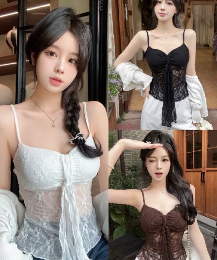 실사 정가 감소되지 않음 달콤함 레이스 마이크로 ~을 통해 섹시한 아름다움 뒤로 캐미솔 몸매 가꾸기 다용도 짧은 맨위