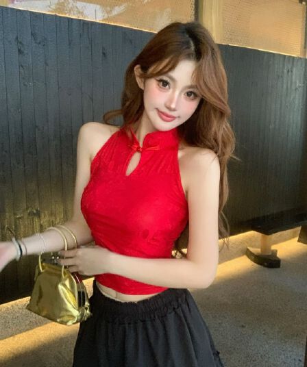 실사 정가 감소되지 않음 중식 행침 목 조끼 벨트 가슴 패드 몸매 가꾸기 외출용 디자인 센스 아름다움 뒤로 섹시함 핫걸 트렌디