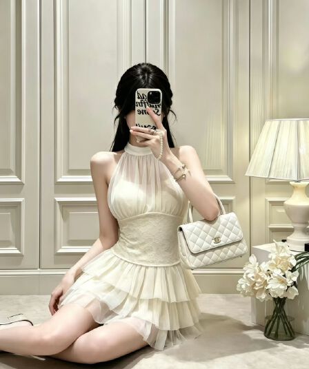 정가 감소되지 않음 순수한 욕망 섹시함 망사 패치워크 행침 목 레이스업 조끼 몸매 가꾸기 민소매 쇼트 스타일 맨위