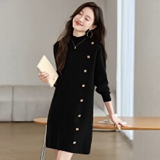 批发配大衣加厚毛衣女秋冬2025新款<b class='q'>中长款</b><b class='q'>打底衫</b>内搭遮屁股针织连衣裙