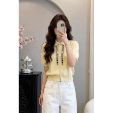 批发2026早春新款设计感短袖宽松百搭显瘦上衣真<b class='q'>开衫</b>配丝巾百搭小众女