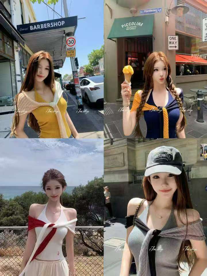 행침 목 니트 캐미솔 봄 외출용 몸매 가꾸기 슬림해 보이는 디자인 센스 순수한 욕망 섹시함 핫걸 민소매 맨위
