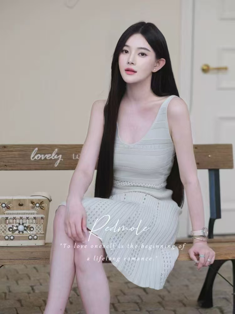 redmole 카 다몸 소녀 세트 염색 아이 녹색 이순신 힘 특별 원사 오리지널 조끼 선택 구멍 드레스