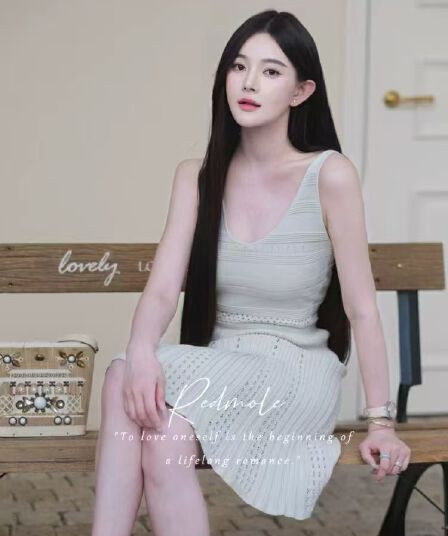 redmole 카 다몸 소녀 세트 염색 아이 녹색 이순신 힘 특별 원사 오리지널 조끼 선택 구멍 드레스