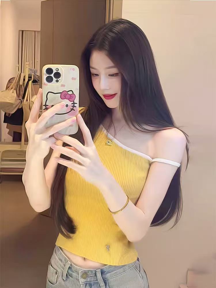 핫걸 몸매 가꾸기 Chic 슬립 반팔 티셔츠 여름 새로운 작은 키 다용도 디자인 쇼트 스타일 맨위