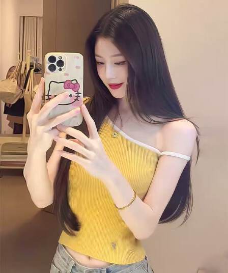 핫걸 몸매 가꾸기 Chic 슬립 반팔 티셔츠 여름 새로운 작은 키 다용도 디자인 쇼트 스타일 맨위