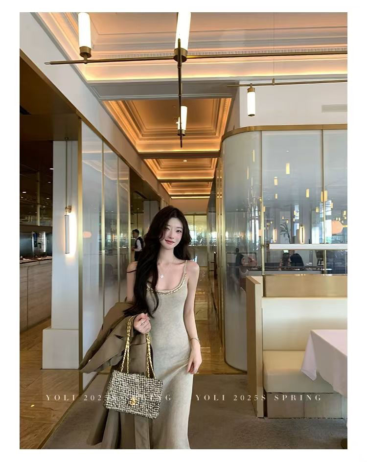 yoli 장 宥 이익 가을의 날 왈츠 프랑스식 양모 니트 슬립 여성 드레스 가을 슬림해 보이는 타이트 스커트