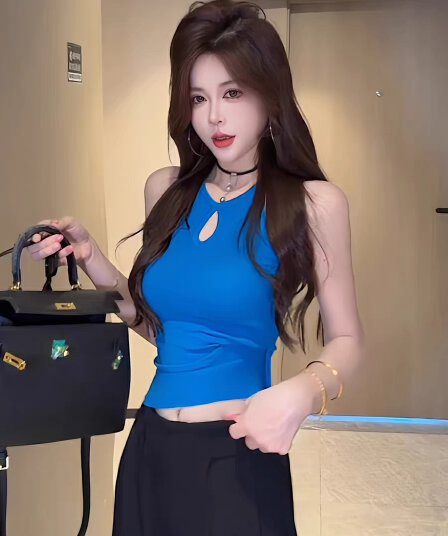한 부서 순수한 욕망 섹시함 홀로우 아웃 행침 목 캐미솔 여름 몸매 가꾸기 슬림해 보이는 핫걸 바람 아름다운 민소매 맨위