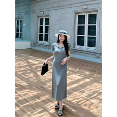 批发夏新款小众设计感宽松休闲显瘦遮肉<b class='q'>中长款</b>polo连衣裙短袖T恤裙女