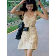 批发夏季针织吊带连衣裙薄款小个子三亚海边度假沙滩短裙<b class='q'>泰国</b>旅游拍照
