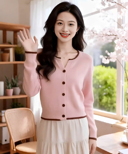 2026 가을 새로운 여성 배색 니트 오픈 가디건 한 부서 패션 몸매 가꾸기 슬림해 보이는 작은 키 다용도 맨위