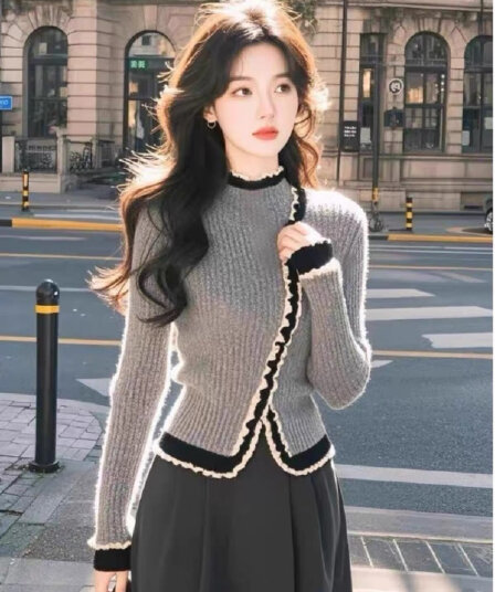 작은 대중 아니요 명중 섹션 인사이드 가져 가라. 기본 셔츠 여성 가을 겨울 품격 명문 여성 레이스 조각 니트 스웨터 긴팔 세련된 맨위