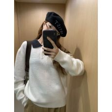 批发BLUEBERRY韩系温柔25·ss新款polo套头纯色拼接毛衣打底内搭好卖