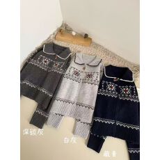 批发韩系polo费尔岛拉链开衫内搭<b class='q'>可爱</b>风新款纯欲系长袖加厚圣诞毛衣