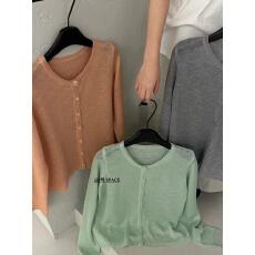 批发BLUEBERRY蓝莓酱韩系针织开衫单排扣长袖防晒热卖多色系宽松上衣