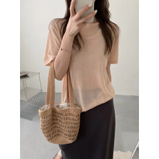 批发BLUEBERRY韩系毛衣针织套头小件气质宽松v领短袖超薄针织