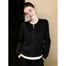 批发时尚休闲假两件黑色<b class='q'>卫衣</b>2026春装新款假两件拼接韩国欧货复古上衣