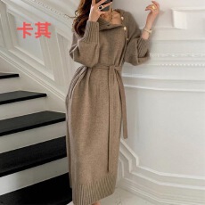批发秋冬配大衣中<b class='q'>长</b>款气质轻奢设计感<b class='q'>裙子</b>法式过膝毛衣百搭针织连衣裙