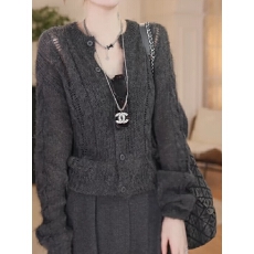 批发慵懒风软糯镂空长袖针织衫女<b class='q'>秋</b>冬新款韩系高级感开衫毛衣百搭上衣