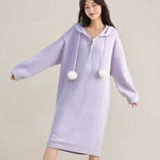 批发<b class='q'>大码</b><b class='q'>女</b>装秋冬新款胖mm显瘦中长款高级感打底毛衣裙连帽针织<b class='q'>连衣裙</b>