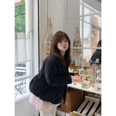 批发实拍实价 韩系波点圆领羽绒外套