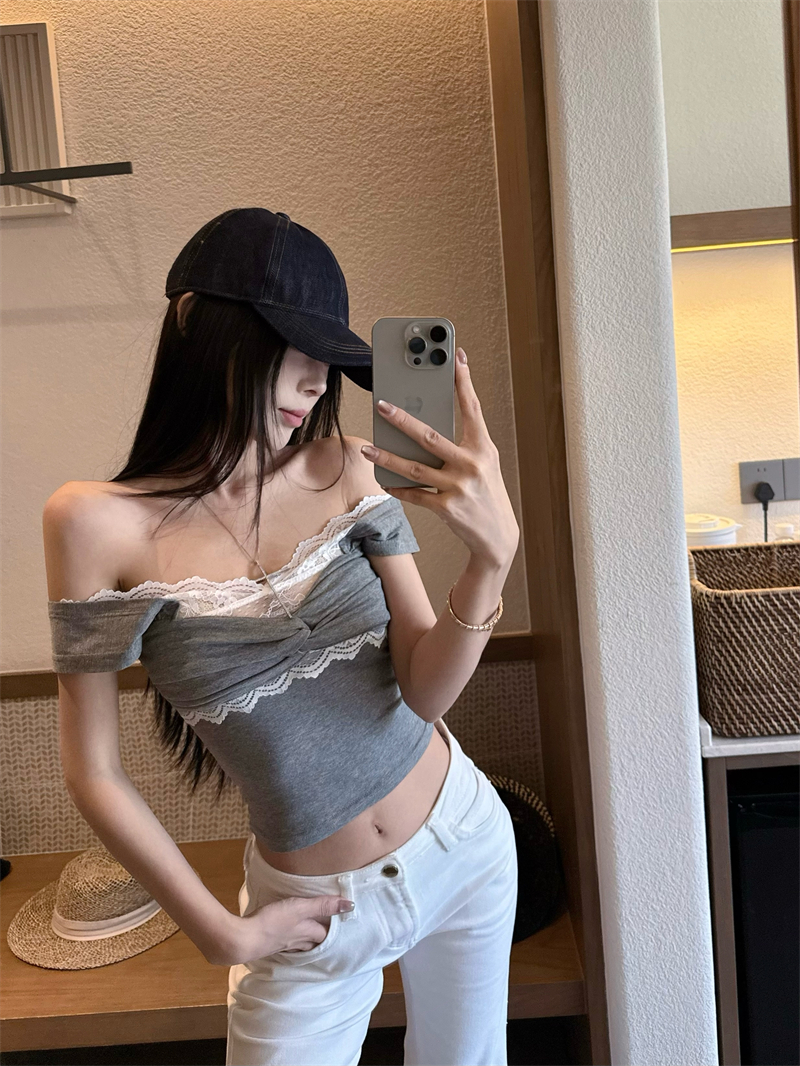 실사 정가 레이스 조각 슬립 페이크 레이어드