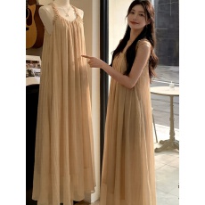 批发实拍实价月下兰溪莱赛尔木耳边<b class='q'>连衣裙</b>