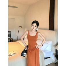 批发实拍实价针织长款<b class='q'>连衣裙</b>系带一勒腰线就有了