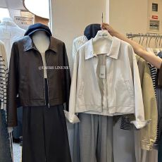 批发2026<b class='q'>春</b>季新款韩国chic复古翻领拉链百搭机车服pu仿皮衣短款外套女
