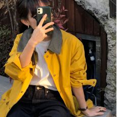 批发2026春季<b class='q'>韩国</b>东大门新款重工版 大撞色翻领 直筒宽松工装<b class='q'>风衣外套</b>