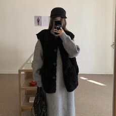 批发仿羊羔毛保暖无袖<b class='q'>马甲</b>外套女春冬季26新款中长款宽松坎肩<b class='q'>马夹</b>背心