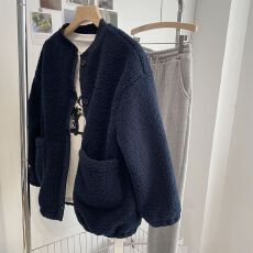 批发羊羔毛连帽卫衣冬季加绒加厚<b class='q'>外套女</b>潮ins秋装新款宽松开衫上衣