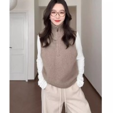 批发半拉链高领毛衣女2025新款秋<b class='q'>冬</b>宽松慵懒高级感叠穿内搭打底针织衫