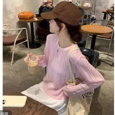 批发韩版穿搭时尚圆领长袖针织衫女2025<b class='q'>夏季</b>新款宽松显瘦防晒罩衫上衣