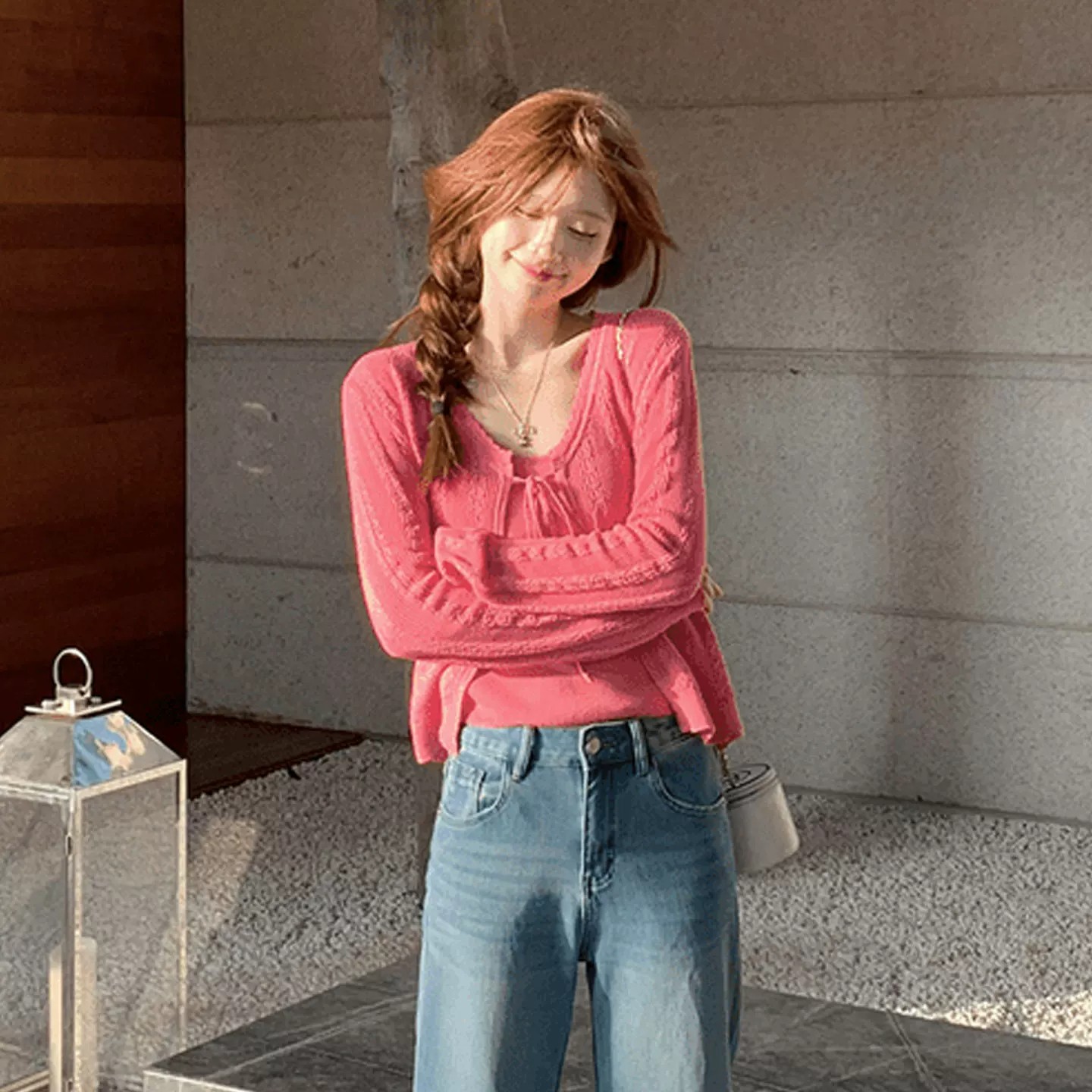 열린 봄 착용 가져 가라. 전체 집합 2026 년 새로운 한 부서 달콤한 스타일 니트 오픈 가디건 캐미솔 스택 착용 투피스 세트