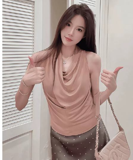 프랑스식 빛 요리 한 바람 도루 Pleat 칼라 민소매 조끼 여성 여름 외출용 몸매 가꾸기 슬림해 보이는 고유 한 Chic 슈퍼 잘 생긴 맨위