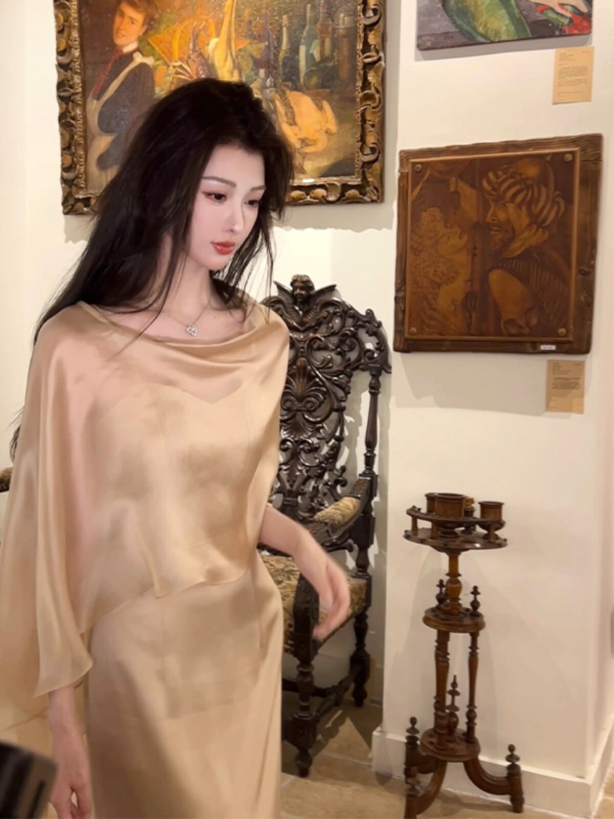 고급 센스 품격 블라우스 인어 꼬리 슬립 여성 드레스 투피스 슈트