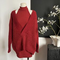 批发莫欣欣 红色<b class='q'>挂</b><b class='q'>脖</b><b class='q'>连衣裙</b>女冬季圣诞节内搭背心裙包臀裙辣妹短裙子