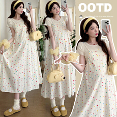 批发实拍现现 2026春夏<b class='q'>孕妇装</b>彩色波点吊带裙针织衫内搭T恤两件套套装