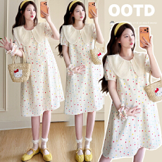 批发实拍现现 2026夏季新款孕妇装波点娃娃领小清新可爱孕妇<b class='q'>连衣裙</b>子