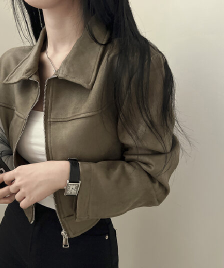 있음 밖으로 한 부서 미니멀리즘 다용도 플러시 여성 코트 가을 새로운 짧은 맨위 디자인 센스 작은 대중 재킷